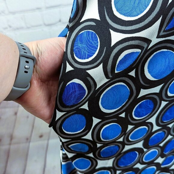 AB Studio Blue/Black/White Circles Sleeveless Dress - Picture 7 of 9